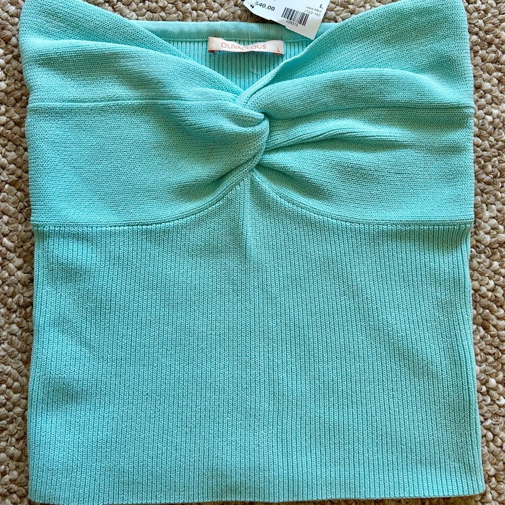 Large Olivaceous NWT Aqua Off-the-Shoulder Sweater Top tube tank